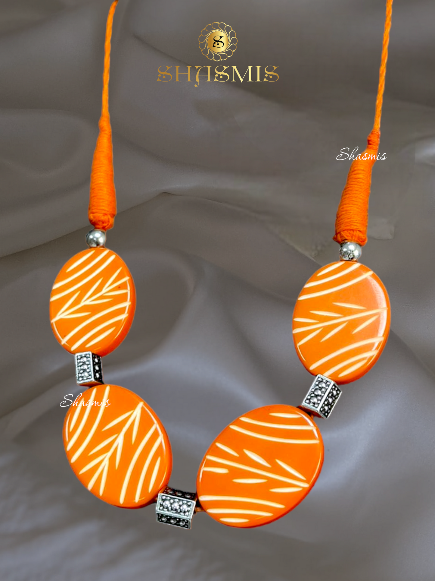 Orange Color Design Long Necklace