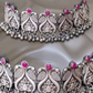Magenta Color Stone Design Choker with Earrings