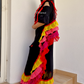 Ruffle Multi Color Georgette Saree