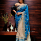 Rama Blue and Beige Color Zari Work Georgette Saree