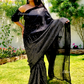 Golden And Black Sequence Georgette Party Wear Saree