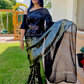 Golden And Black Sequence Georgette Party Wear Saree