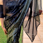 Golden And Black Sequence Georgette Party Wear Saree