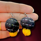 Fabric Balls With Kaudi Work Necklace With Earrings