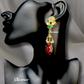 Navratan Stone Red Color beads Necklace With Earrings