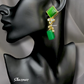 Green Color Long Monalisa Stone Necklace With Earrings