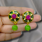Navratan Stone Long Necklace with Earrings