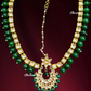 Green Beads Kundan Stone Mathapatti, Back side Meenakari