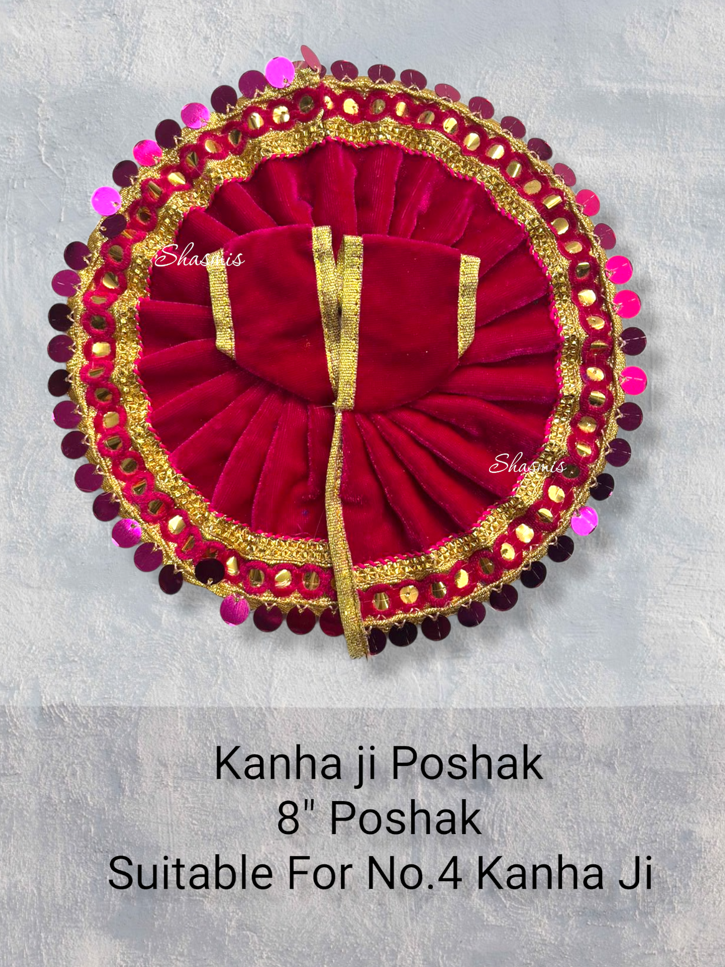 Pink Velvet Sequence Kanha Ji Poshak