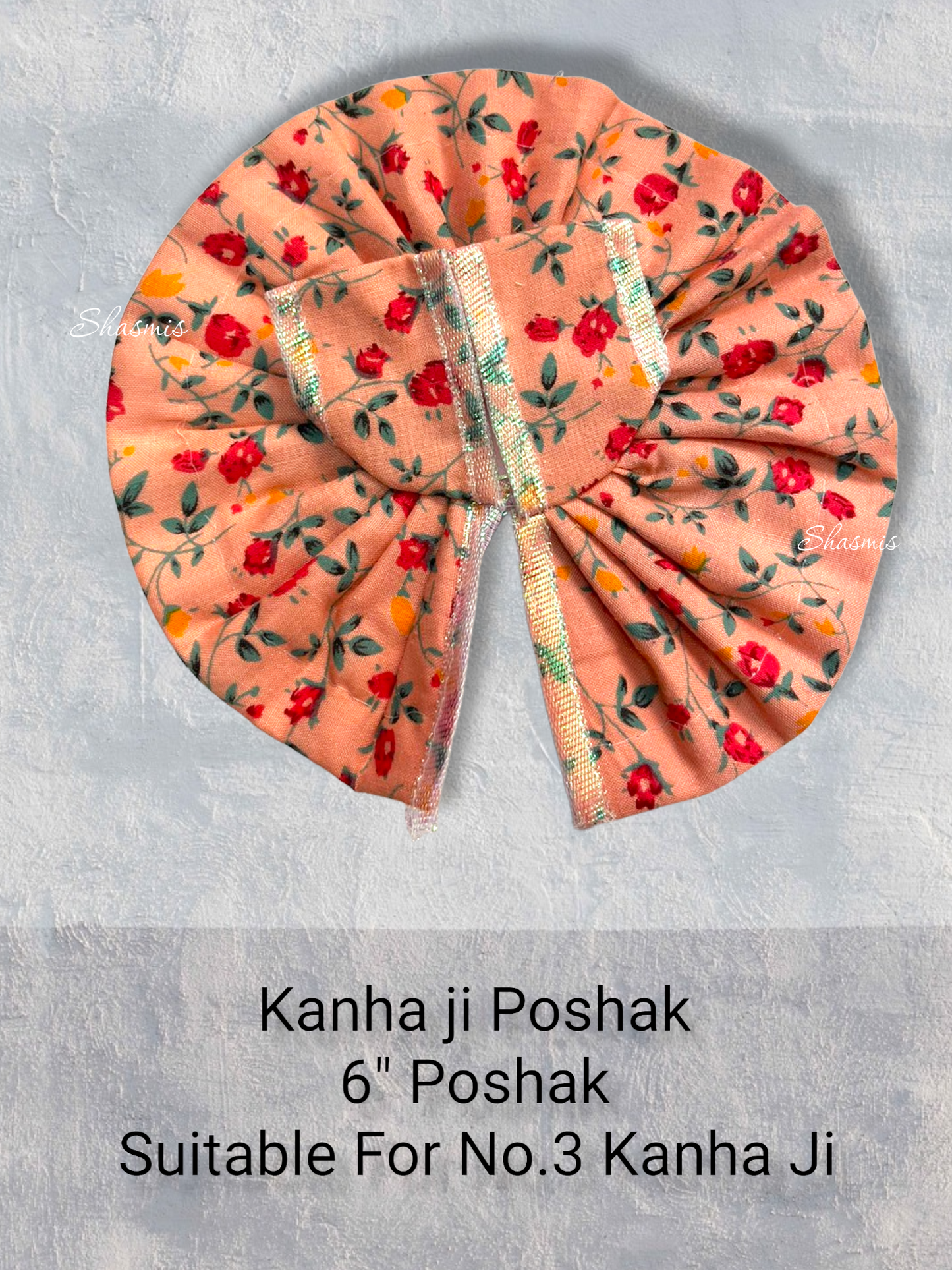 Peach Pink Color Flower Printed Kanha Ji Poshak