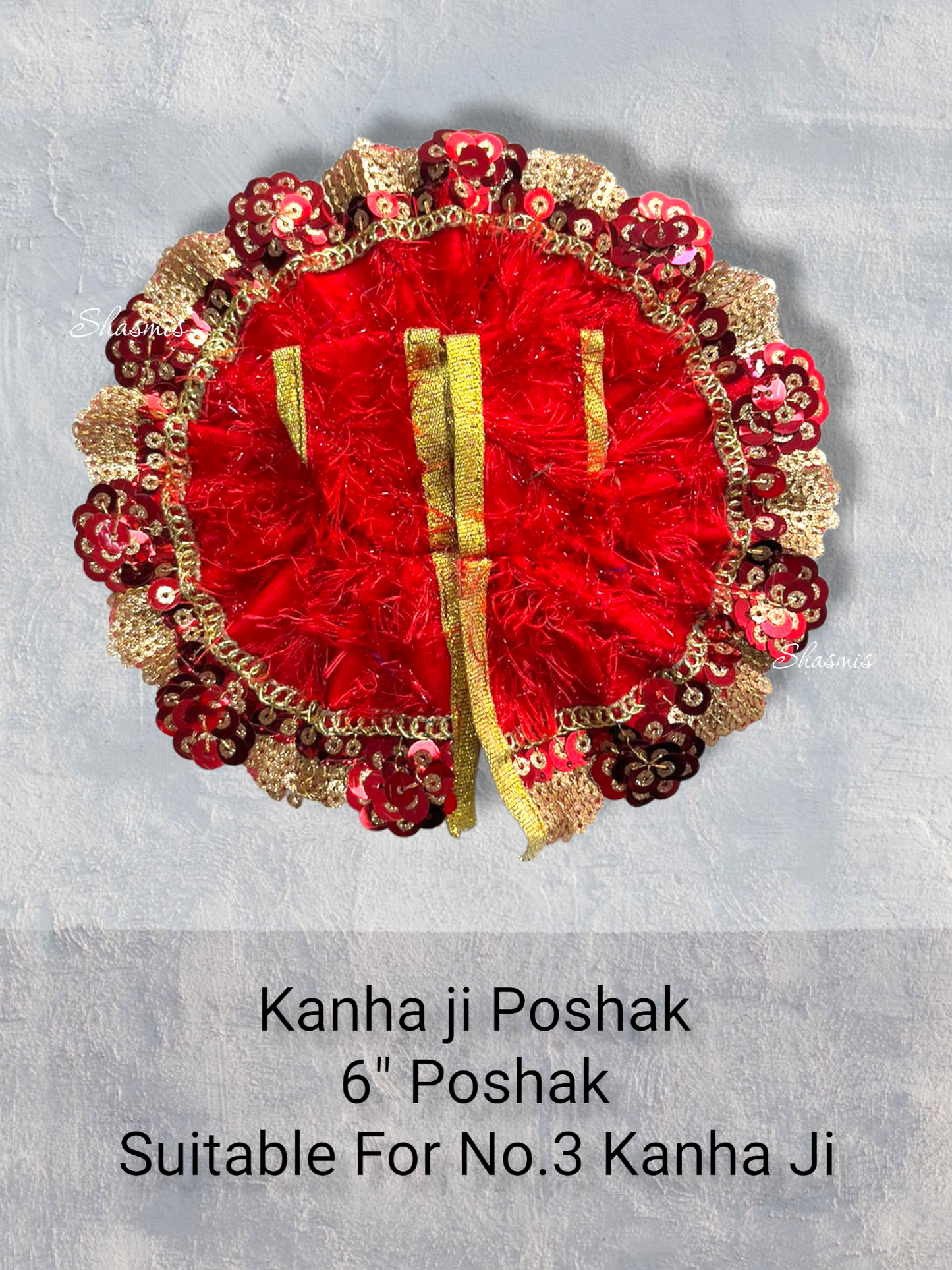 Red Color Sequence Kanha Ji Poshak