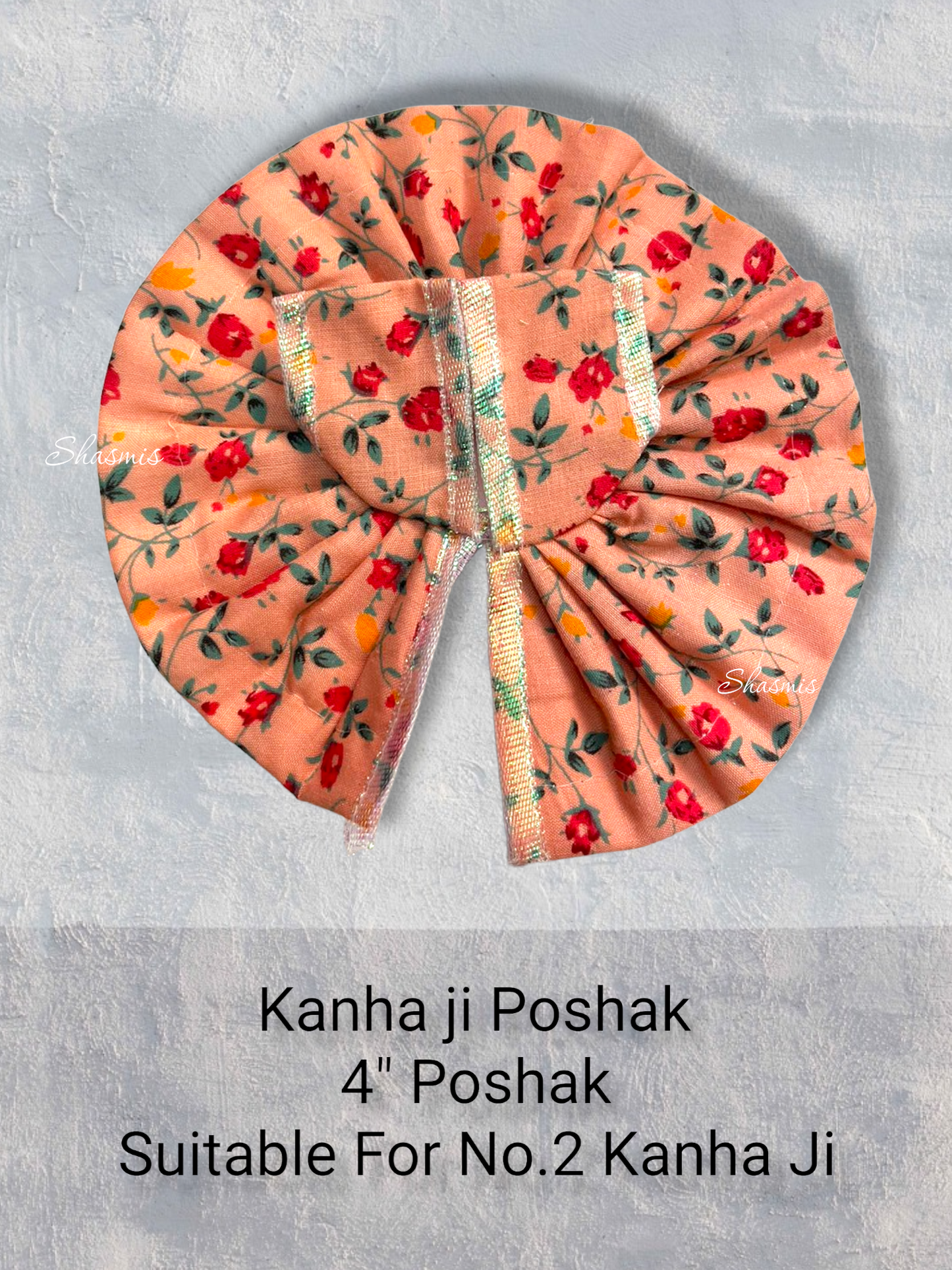 Peach Color Flower Design Kanha Ji Poshak