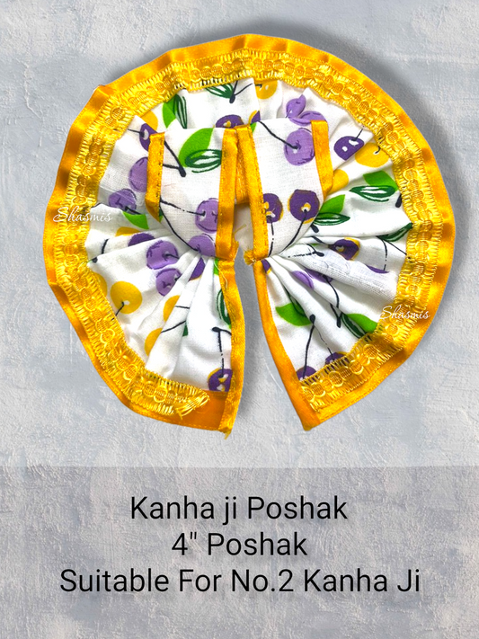 Yellow Color Flower Printed Design Cotton Kanha Ji Poshak