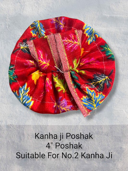 Red Color Print Design Kanha Ji Poshak