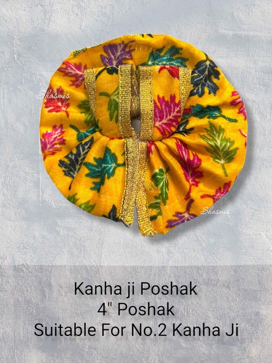 Mustard Color Flower Printed Kanha Ji Poshak