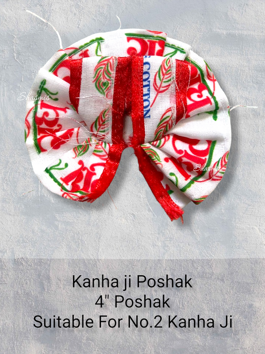White Color Kanha Ji Poshak With Red Printed Design