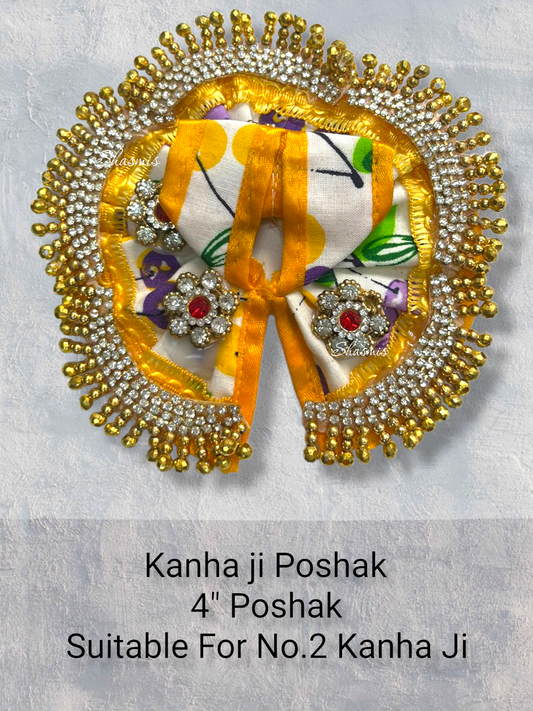 Small Pearls Design Orange Color Kanha Ji Poshak