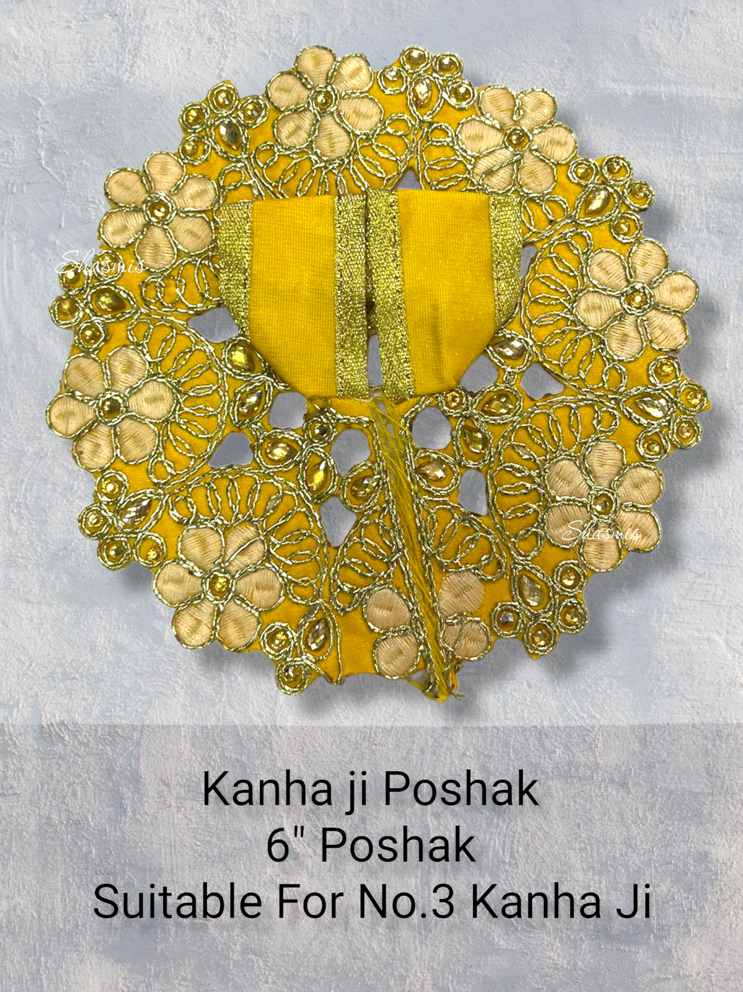 Golden Design Embroidery Work Kanha Ji Poshak