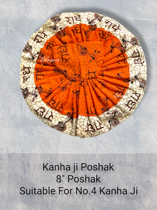 Orange Color Cotton Printed Kanha Ji Poshak