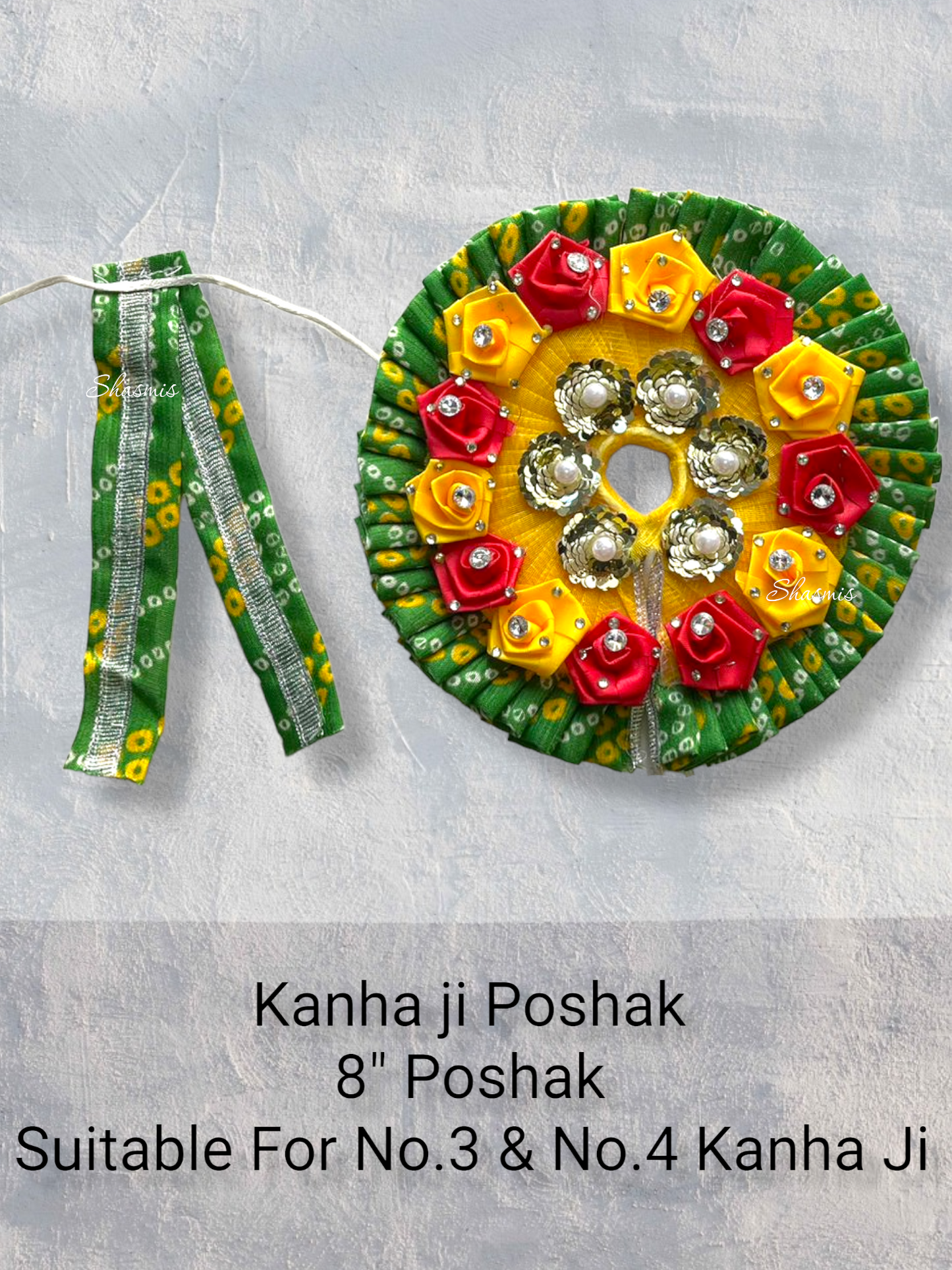 Flower Design Green and Yellow Color Kanha Ji Poshak