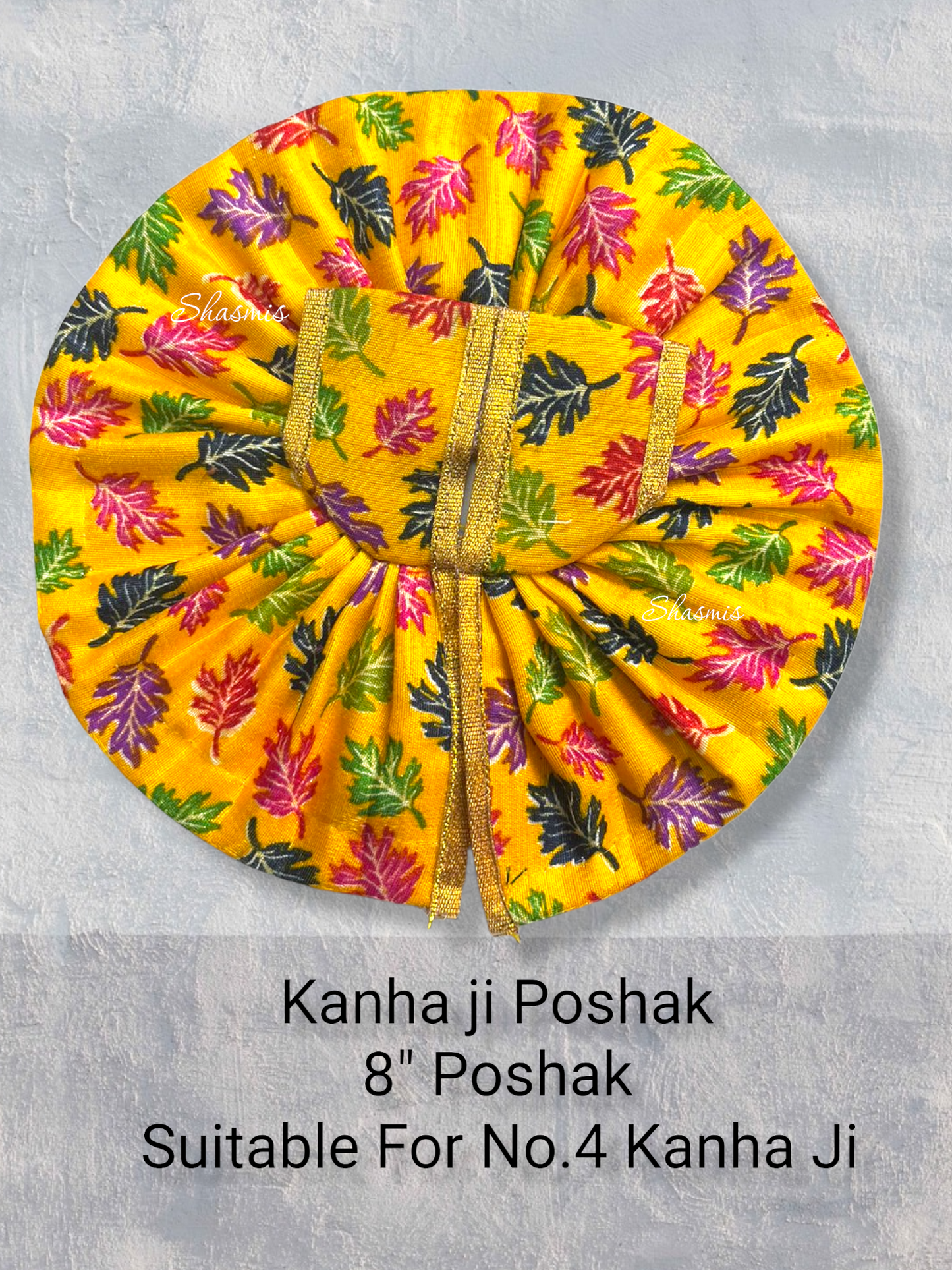 Yellow Color Leaf Design Kanha Ji Poshak