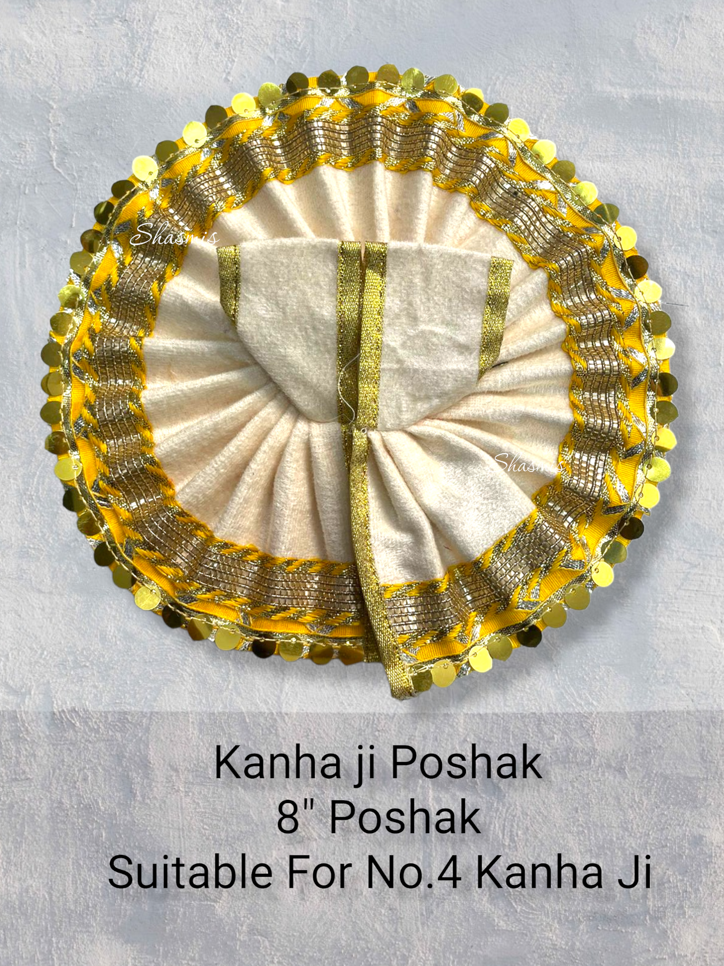 White Color Sequence Work Kanha Ji Poshak