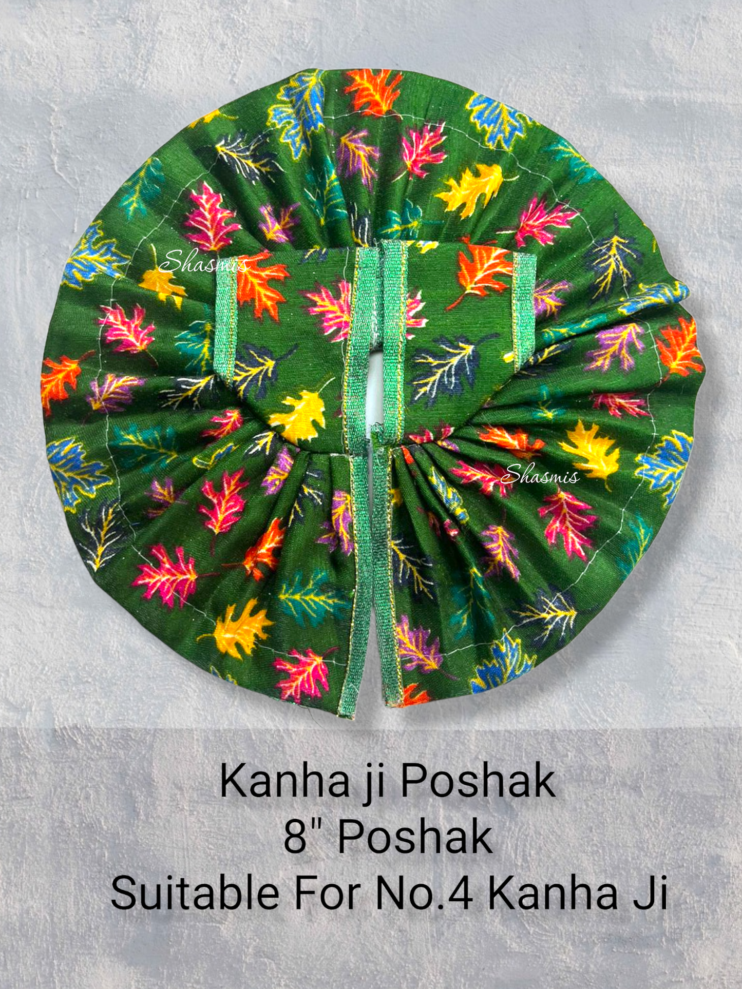 Green Color Leaf Print Design Kanha Ji Poshak