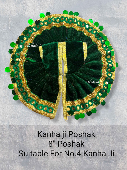 Green Velvet Design Sequence Kanha Ji Poshak