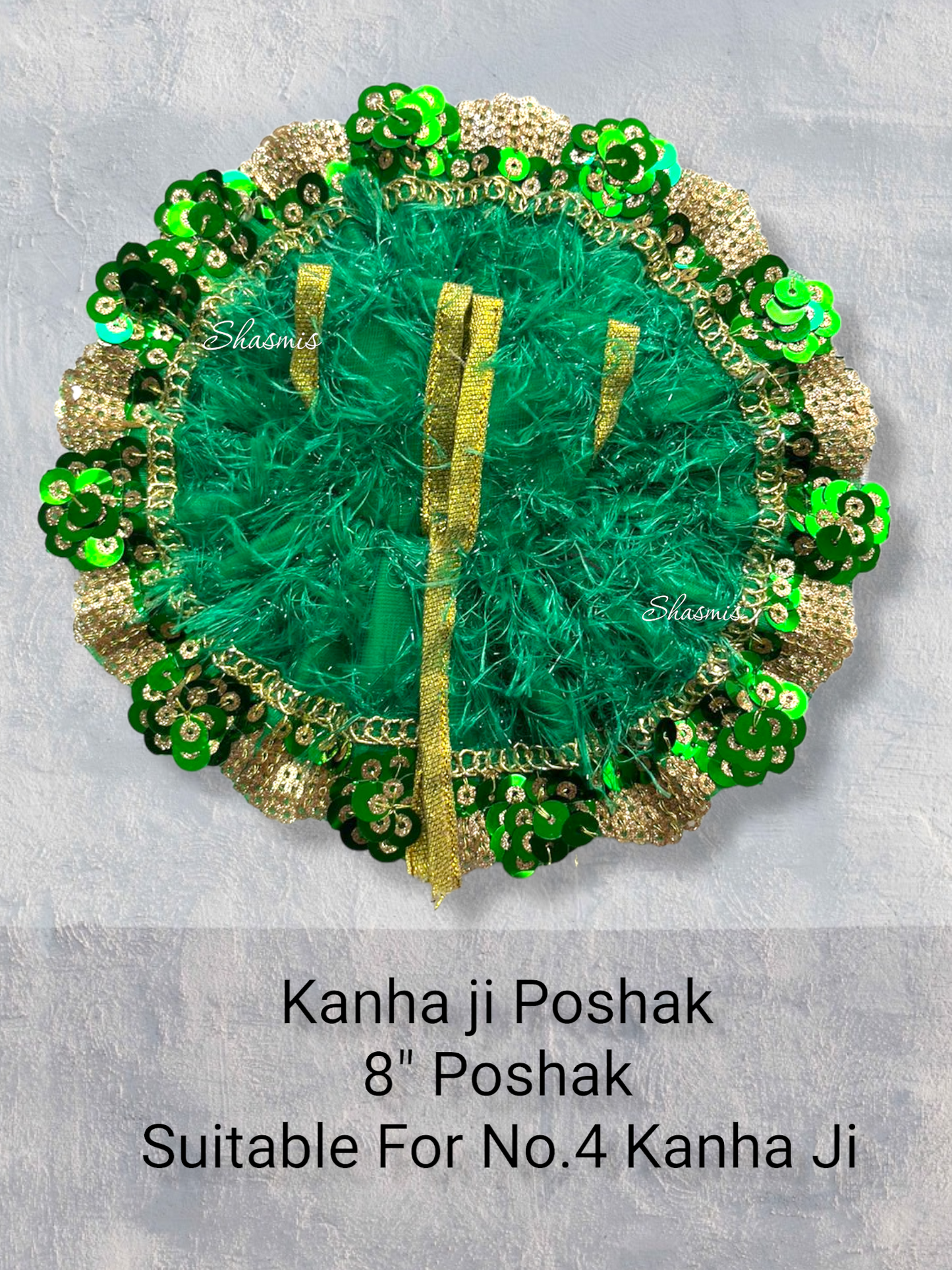 Green Color Sequence Fur Design Kanha Ji Poshak