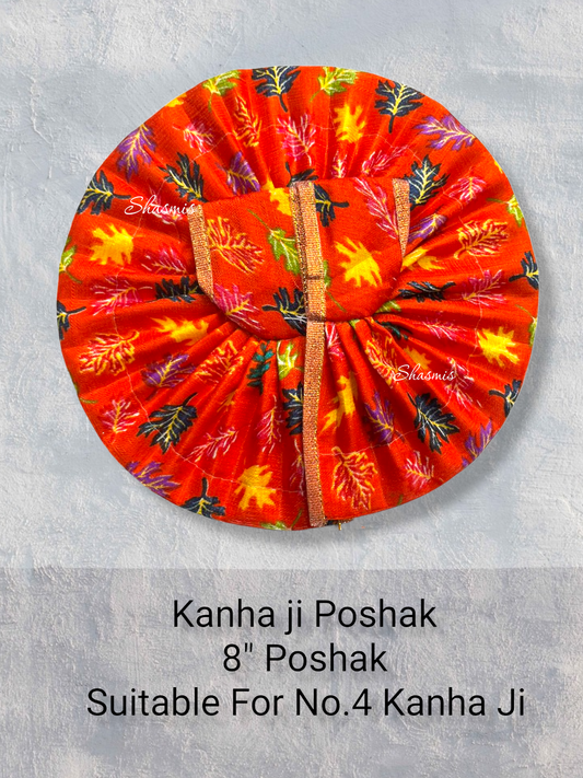 Orange Color Leaf Printed Kanha Ji Poshak