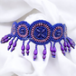 Violet Color Beads Embroidery Necklace With Earrings