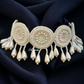 White Beads Design Embroidery Necklace With Earrings