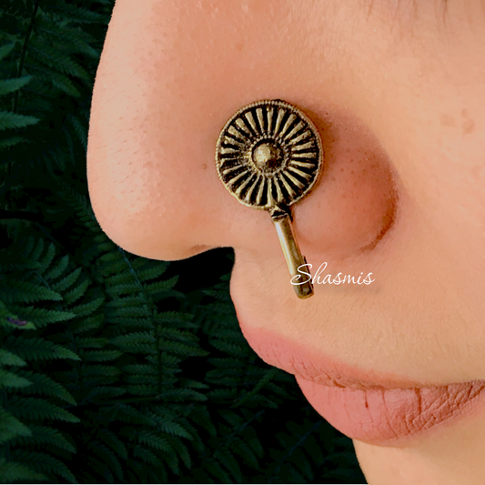 Wide Flower Gold Plating Non-Pierced Nose Pin