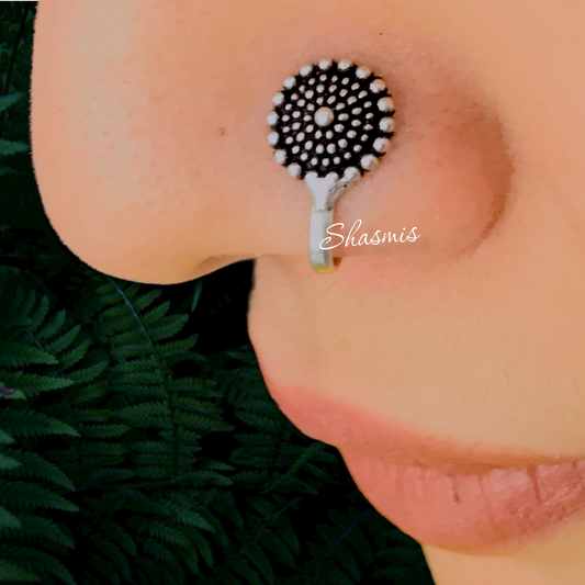 Tiny Oxidised Silver Non-Pierced Nose Pin