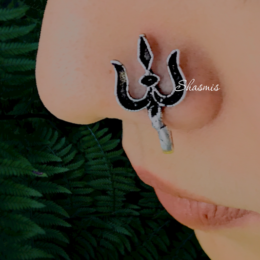 Trishul Design Non-Pierced Nose Pin 