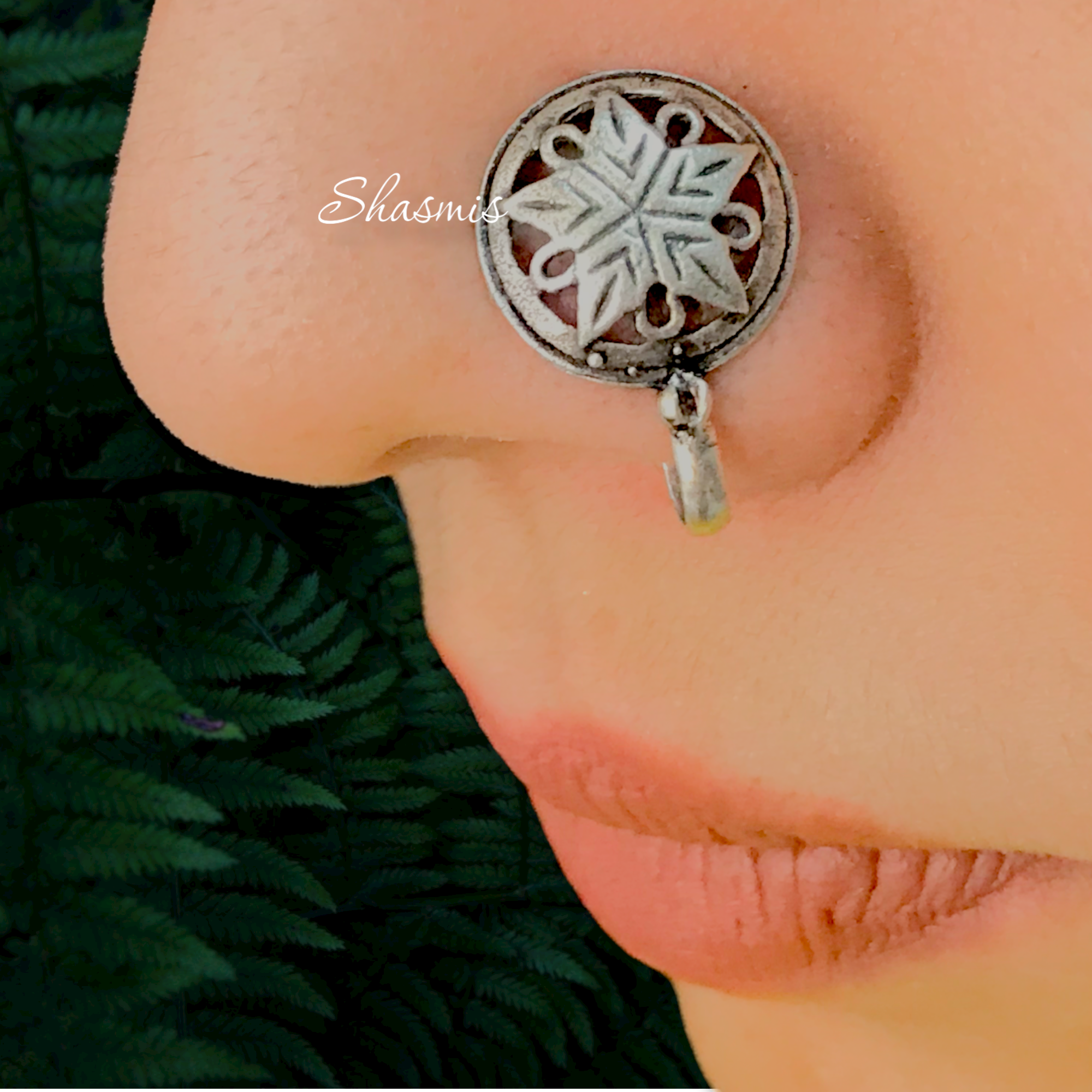 Oxidised Silver Nose Pin Without Piercing For Women And Gilrs