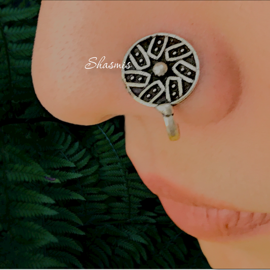 Round Silver Non-Pierced Nose Pin