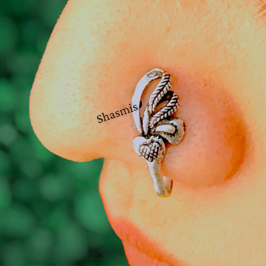 Silver Design Non-Pierced Nose Pin