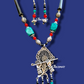 Turquoise and Red Beads Peacock Feather Necklace With Earrings