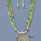 Green Shade Beads Silver Pendent Necklace With Earrings