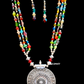 Multi Color Beads Silver Pendent Necklace With Earrings