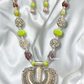 Silver Long Necklace With Beads And Earrings