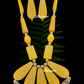 Long Carved Stones Beige Color Necklace With Earrings