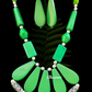 Long Carved Stones Beige Color Necklace With Earrings