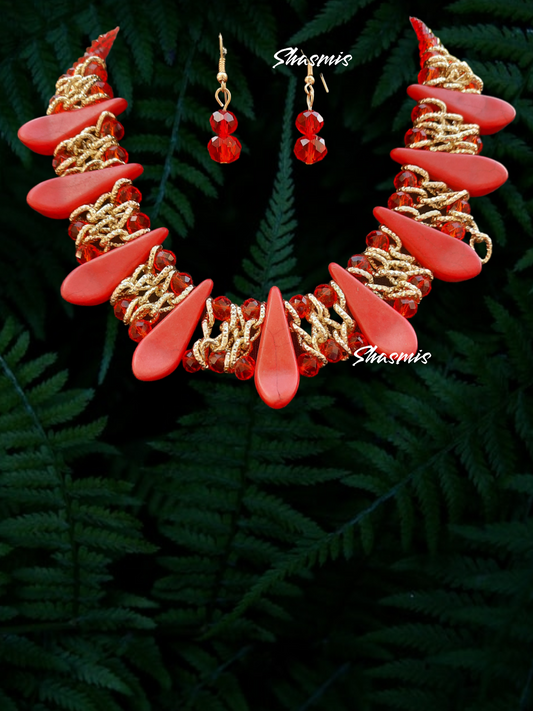 Red Colour Bohmain Necklace 