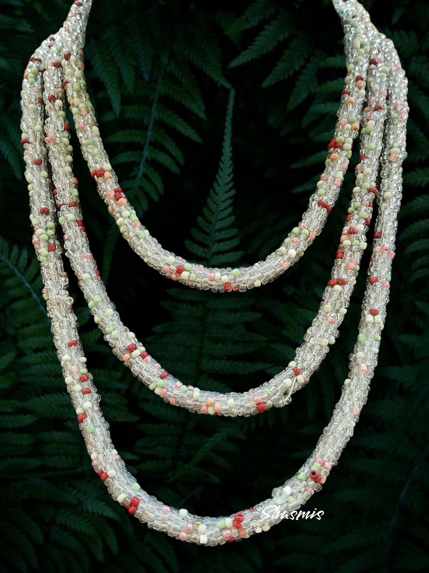 Three Layer Crystal Long Necklace 