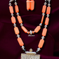 Long Orange Color Beads With Silver Rectangle Pendent With Ghungroo On Drop