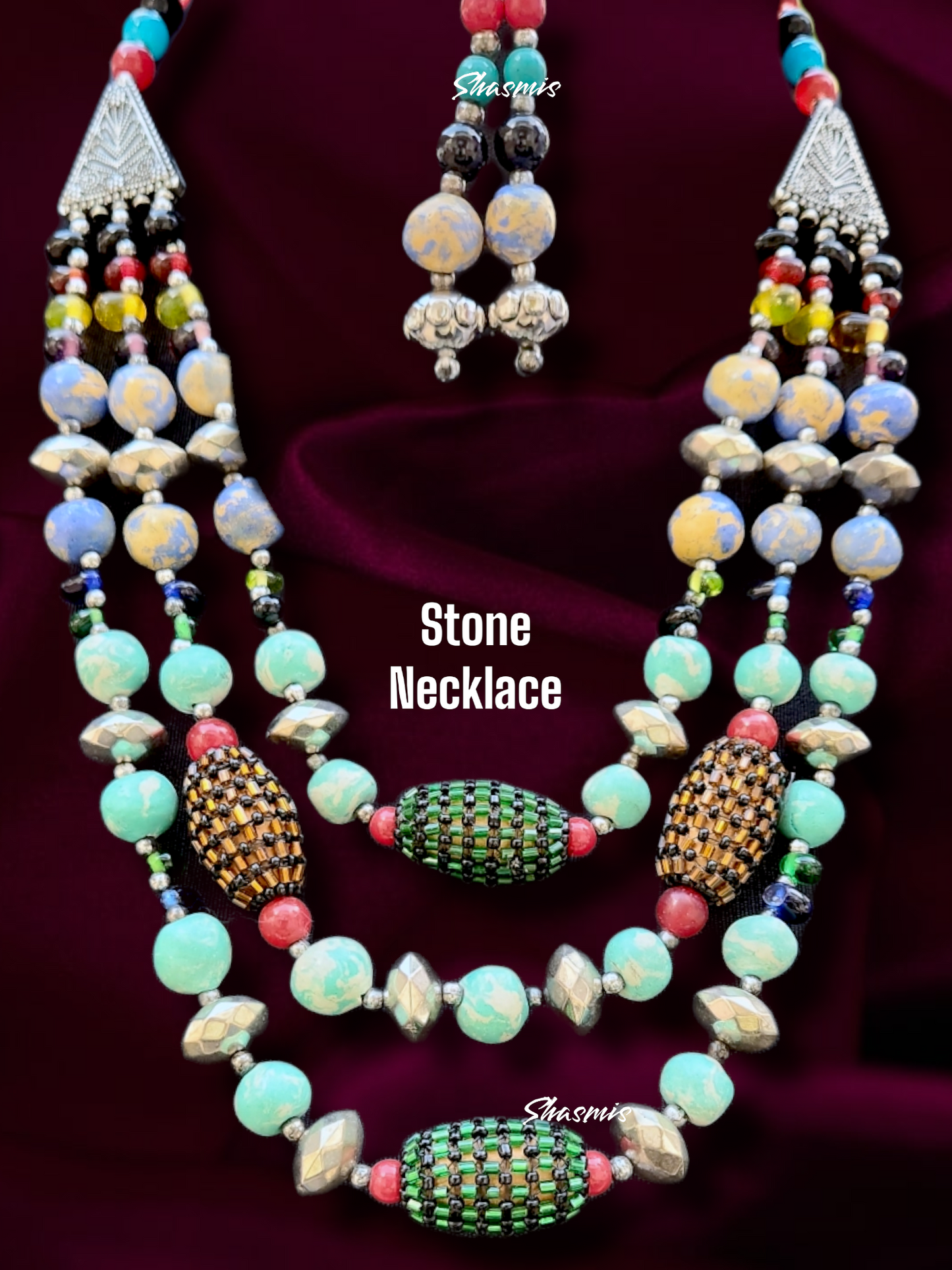 Tibetan Fashion Necklace With Diffent Shape Beads And Earring 