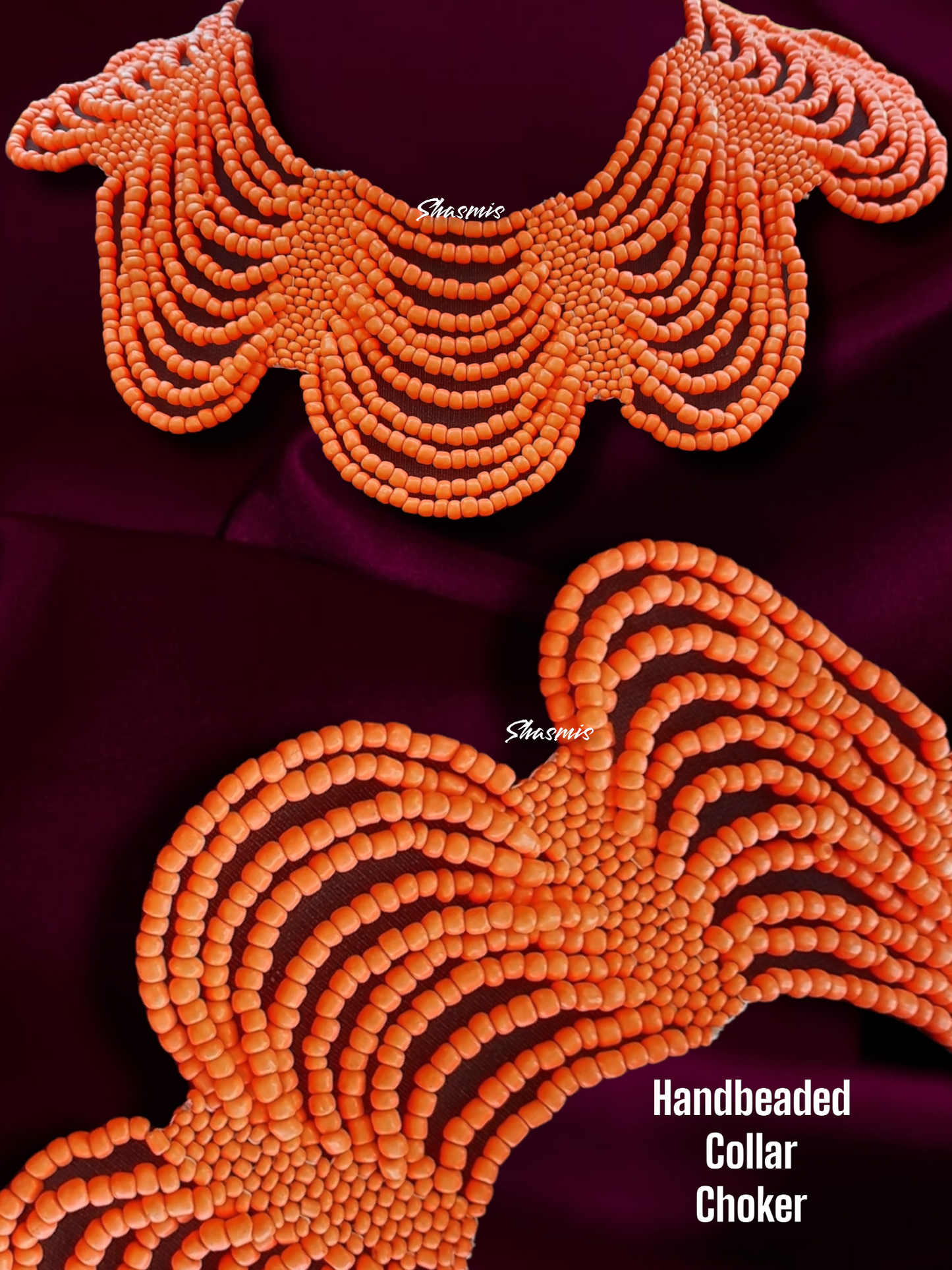 Orange Color Design Small Beads Boho Necklace 