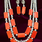 Long Layer Tibetan Stone Necklace With Earrings